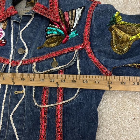 Vintage Custom Bedazzled Sequin Denim Jacket 70s Lee Clown Vegas Carnival Womens - Picture 14 of 15